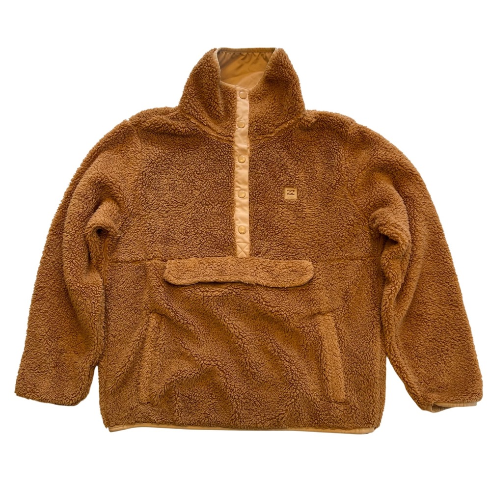 Billabong Camel Brown Gorpcore Sherpa Teddy Fleece Cozy Pullover Jacket Size XL - Picture 2 of 10